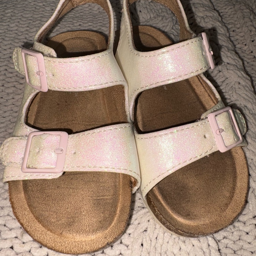 Cat & Jack Glitter Sandals - Pink and Cream